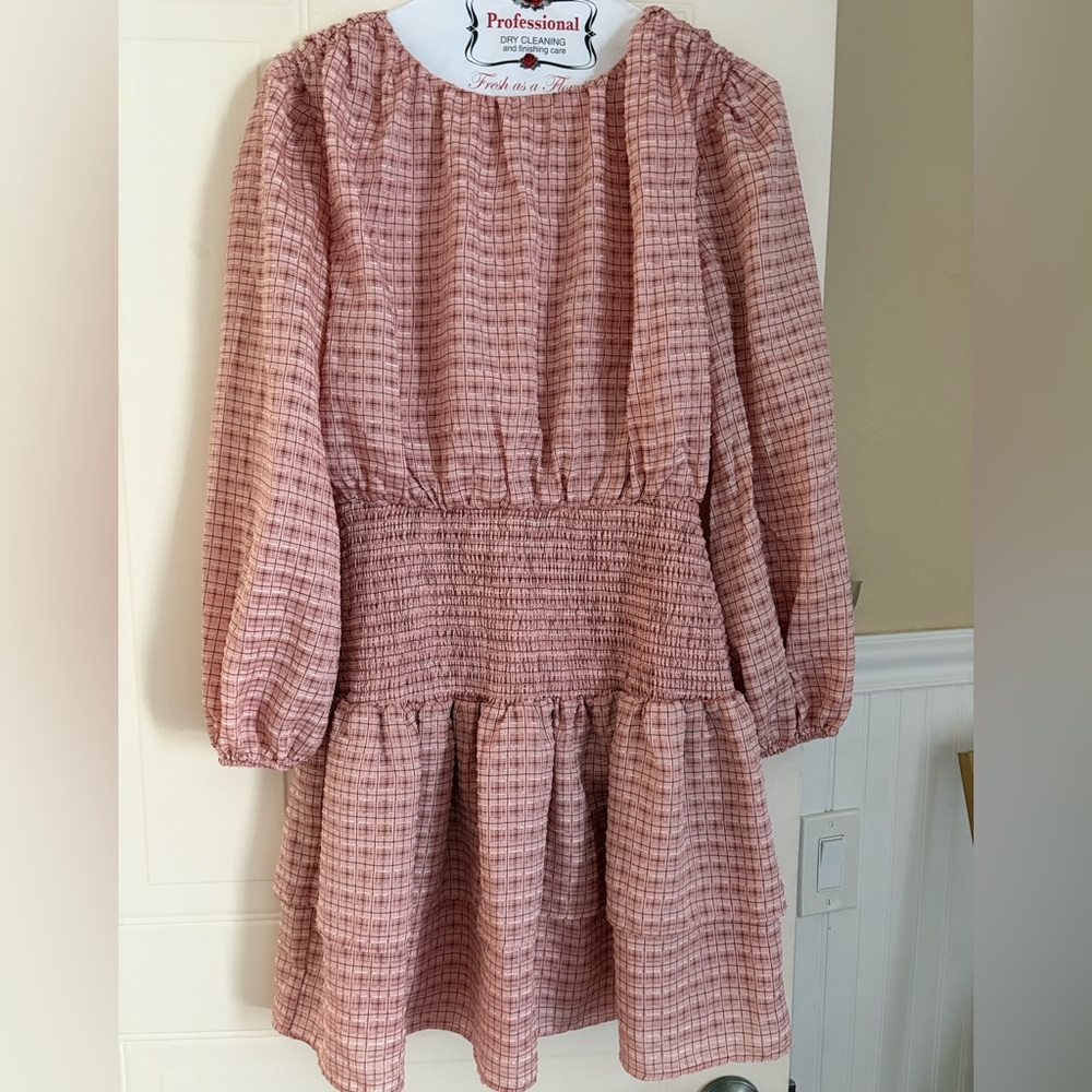 NSR Pink Long Sleeve Bishop Sundress